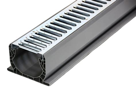 Heavy duty drainage channel  Safe locking system consists of eight bolts per LM; Integrated galvanized steel edges for lateral